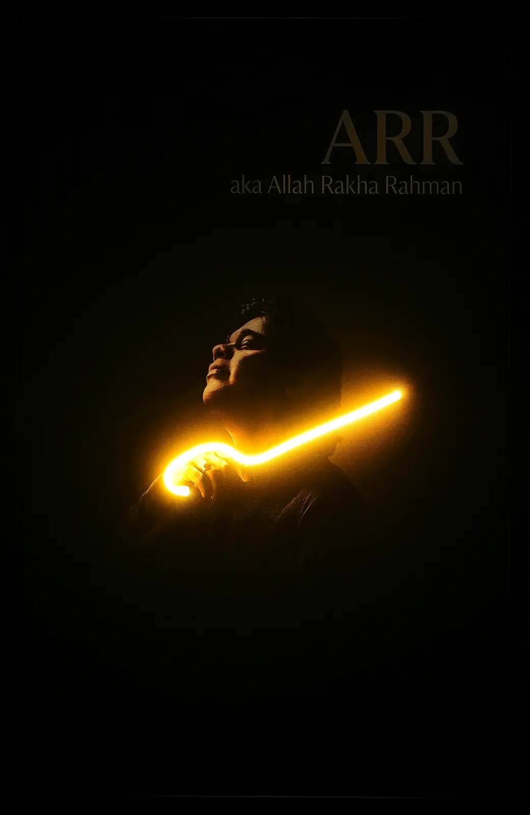 A R Rahman composing LED wall art — night glow