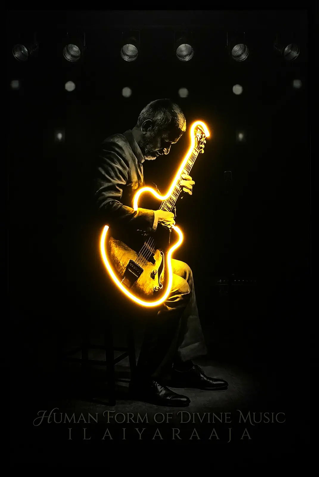 Ilaiyaraaja divine LED wall art — night glow