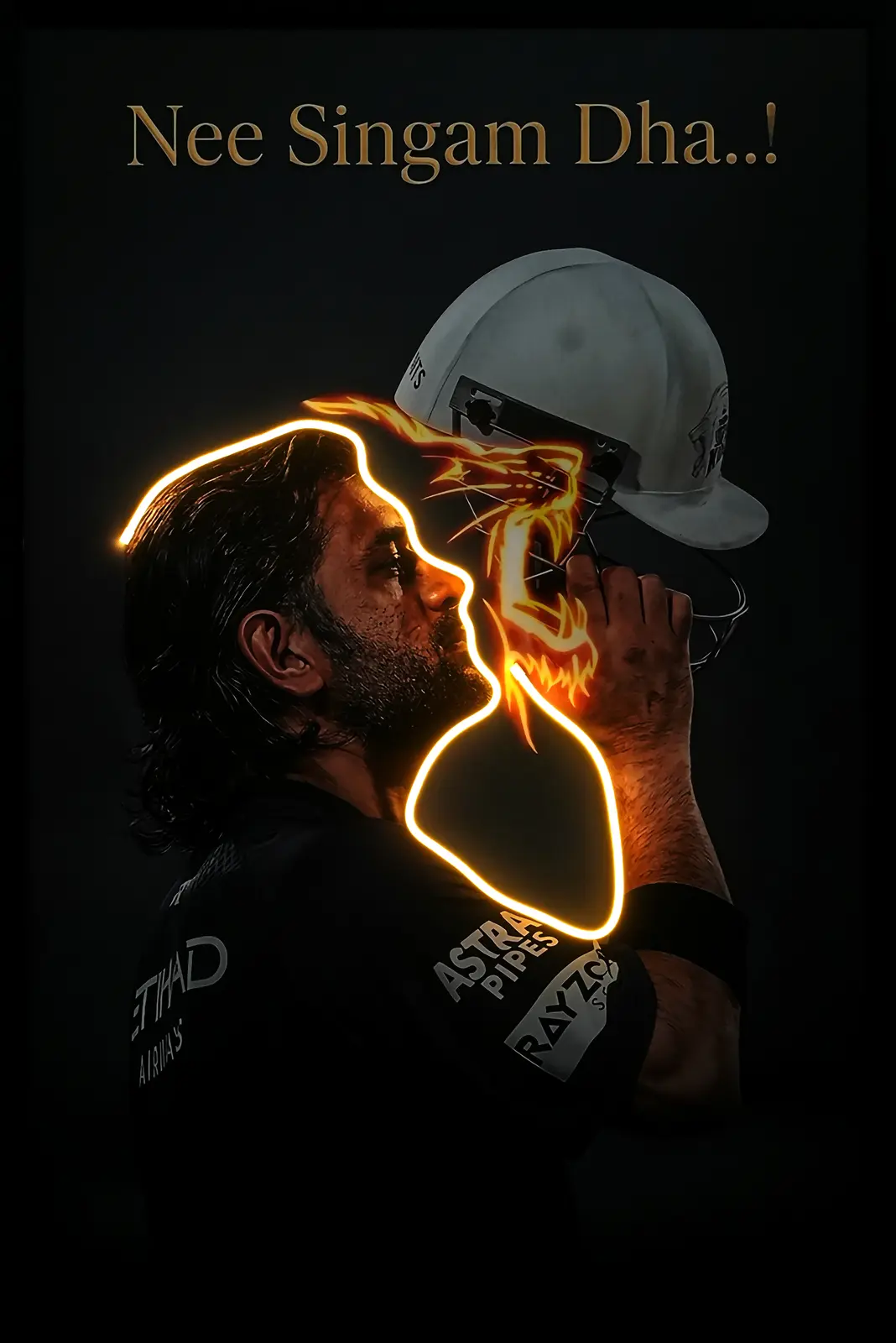 MS Dhoni LED wall art — night glow